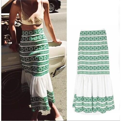 Womens Bohemian Floral Print Fishtail Long Skirts Casual High Waist Ruffle Midi Skirts Caual Slim Skirt for Dating/Daily Wear