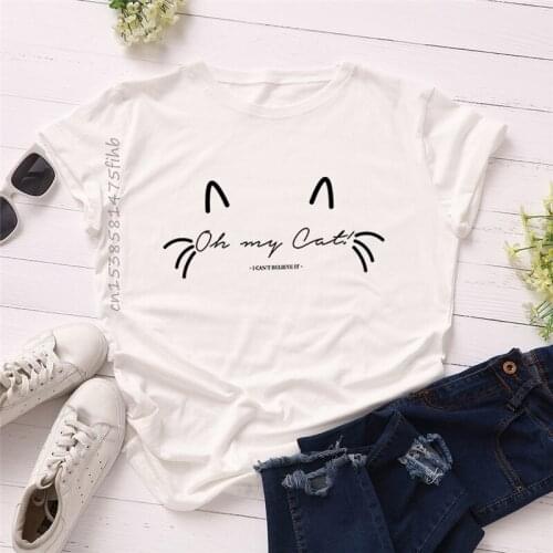 New Lovely Cat Letter Print T Shirt Women Soft Premium Short Sleeve O-Neck Kawaii Summer Plus Size T-Shirt Tops Casual Tshirt