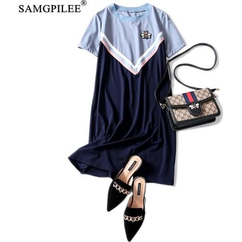 3XL Summer Women Elegant Vintage Midi Dress Sexy Solid Patchwork A-line Vestidos Short Sleeve Party dress Plus Size Robe Femme