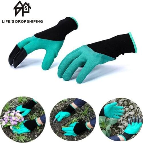 1 Pair Hand Claw 4/8ABS Plastic Garden Rubber Gloves Gardening Digging Planting Durable Waterproof Work Glove Outdoor Tool
