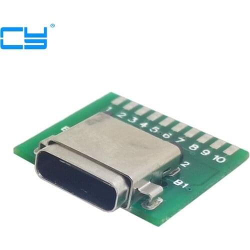 10pcs DIY 24pin USB 3.1 Type C Female Socket Connector SMT type with PC Board,Free shipping