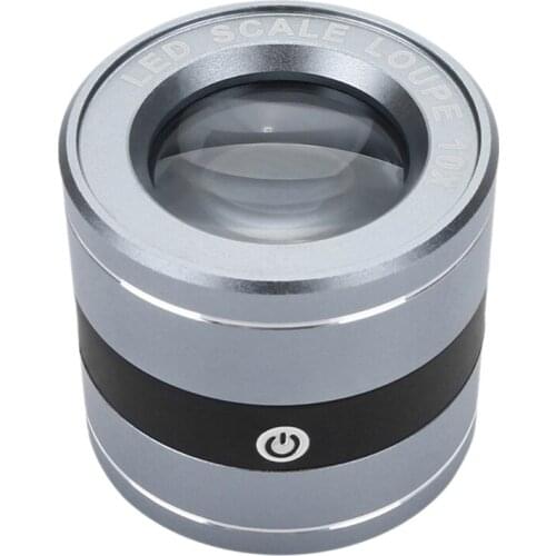 10X Full Metal Magnifying Glass LED Scale Loupe USB Charging Lens Magnifier Stamps Jewelry Magnifying Lens