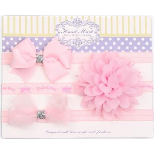 3pcs/set Baby Flower Headbands Girl Turban Hair Band Accessories Infant Nylon Elastic print Bow Knot Starts Headband Bundle Set