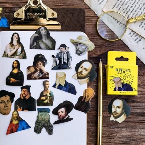 45 Pcs/lot Famous People Mini Sticker Decoration DIY Scrapbooking Sticker Stationery Kawaii Diary Label Sticker