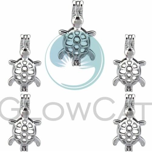 5X Pearl Cage Locket Pendants Aromatherapy Sea Turtles Essential Oil Diffuser Locket For DIY Necklace Jewelry
