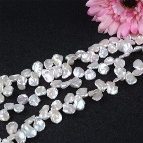 AAA grade 12-13mm natural white color irregular shape keshi pearl strand