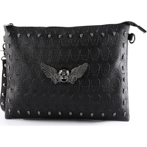 Free shipping Fashion women skull ring purse skull day clutch bags women wallet with chain shoulder bag