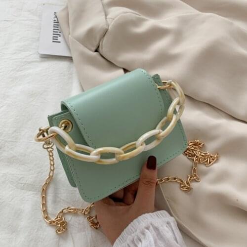 PU Leather Ladies Acrylic Chain Mini Flap Shoulder Messenger Bags Fashion Women Small Crossbody Bag Female Handbags Clutch Purse