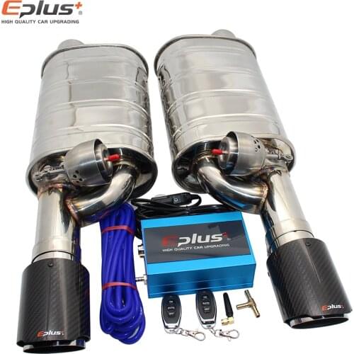 EPLUS 1 Pair Car Exhaust System Vacuum Valve Control Exhaust Pipe Kit Remote Control Variable Silencer Stainless Universal 63mm