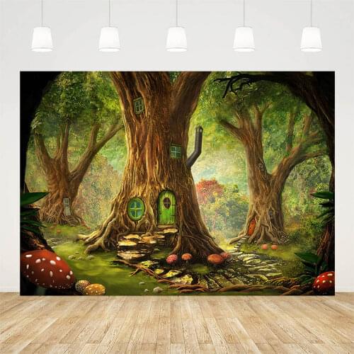 Avezano Backdrop Green Dream Forest Theme Jungle Fairy Tale Birthday Party Photography Background For Photo Studio Photophone