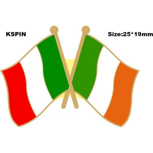 Italy & Ireland Friendship Flag Lapel Pin Friendship Flag Badge Flag pin