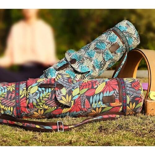 Printed Zipper Pocket Yoga Mat Bag Large Size Gym Mat Backpack Fit Most Size Pilates Mat Bag Carriers Sports Knapsack