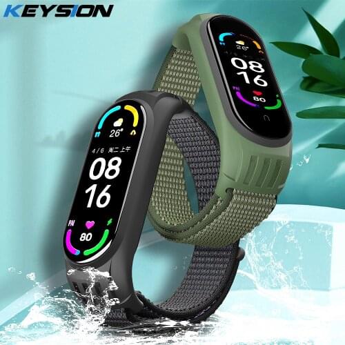 KEYSION Nylon Strap For Xiaomi Mi Band 6 5 NFC Watchband Bracelet Wristband Sports Breathable Bracelet For Xiaomi Band 5 Strap