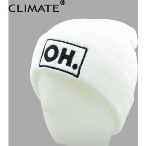 CLIMATE Girls Women Winter Warm Beanie Hat New Fashion OH. Letter White HipHop Warm Knitted Caps Hat For Women Girls Youth Lady