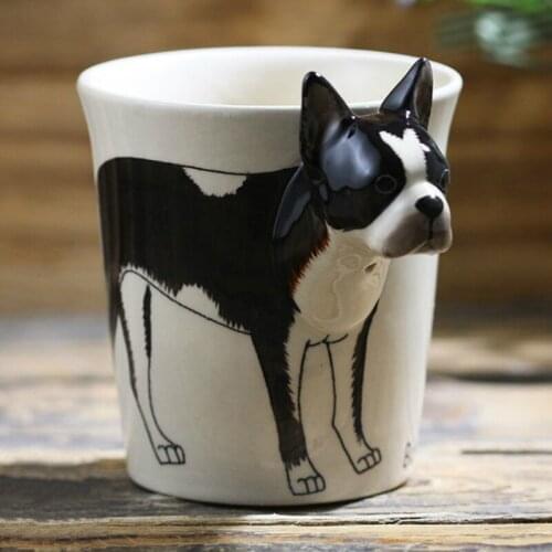 200ML hand drawn animal dog coffee cup Creative Boston Terrier ceramic cup Cartoon gift coffee mug Office water cup Party gifts