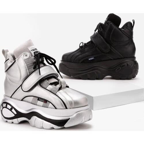 Elad Halabi 2021 Platform Sneakers Autumn Women Fashion Chunky Sneakers Female Black Silver Sneakers Wedges Shoes Women High Top