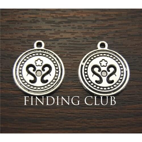 20 pcs Silver Color Alloy 19mm Round flower 2 Sided pendant jewelry accessories DIY A1176