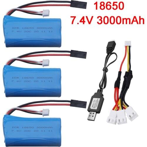 18650 7.4V 3000Mah Li-ion Battery For MJX T40 T40C F39 F49 T39 Syma 822 HQ948 RC Helicopter car Parts for BG1518 BG1513 BG1515
