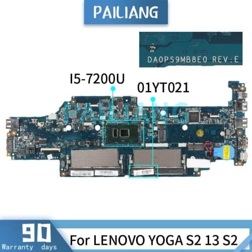 Mainboard For LENOVO YOGA S2 13 S2 I5-7200U Laptop motherboard 01YT021 DA0PS9MB8E0 SR2ZU DDR4 Tested OK