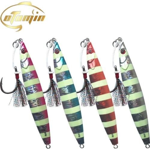 AS Slow Metal Jigging With Hooks Sinking Heavy Glow Jig 4 Colors 300g400g Slow Falling luminous Lure Boat Fishing Jigs Bait