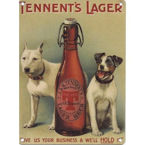 Metal Sign Tennents Lager Bar Farm Interior Art Poster Wall Decoration Old-fashioned Retro Metal Sign 8X12 Inches