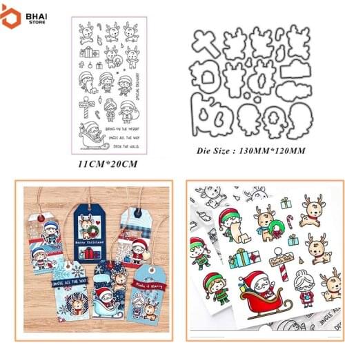Santa Claus and Fawn Metal Cutting Dies and Stamps Stencil for DIY Scrapbooking Photo Album Embossing Decorative Paper Cards