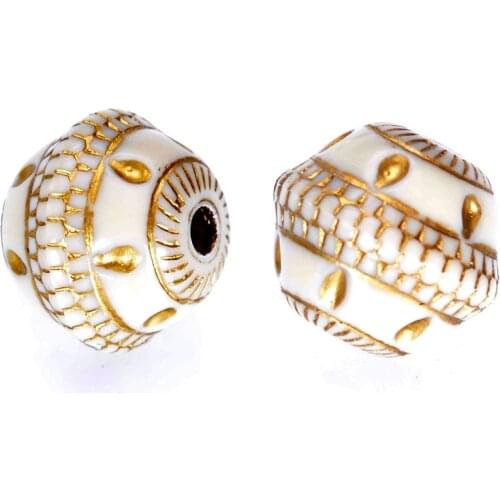 Miasol 20Pcs 17x19 MM Vintage Inspired Ethnic Acrylic Antique Style Design Disc Spacer Beads For Diy Bracelet Jewelry Making