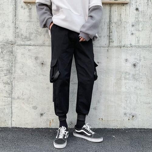 Hip Hop Leisure Mens pants Fashion Multiple pockets Men' pants Loose Pure cotton Street attire sports Long pant Size S-3XL