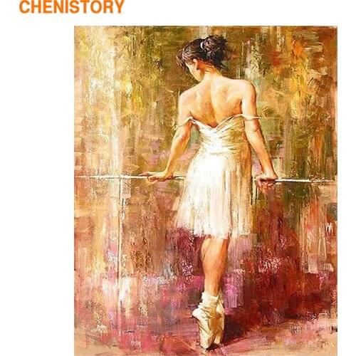CHENISTORY Ballet Dancer DIY Dgital Painting By Numbers Abstract Kits Painting By Numbers With Inner Frame Paint By Yourselve
