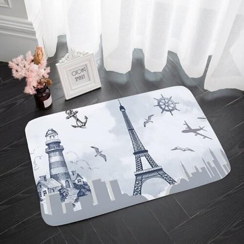Bathroom floormat doormat waterproof door mats lighthouse Landscape elk foot pads thick sponge cartoon flannel non-slip