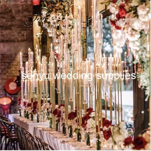 New gold walkway stand wedding aisle decorations pillar for weddings decor senyu196