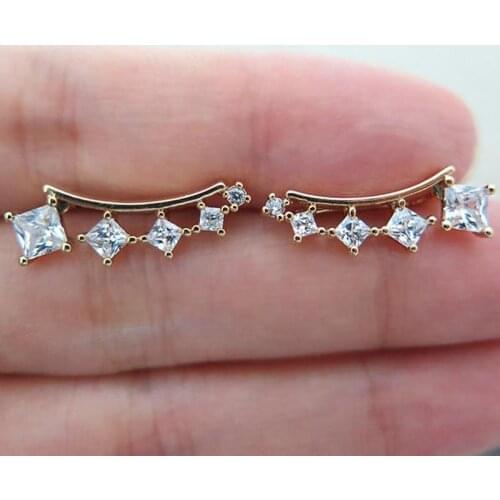 Huitan New Arrival Fashion Gorgeous Princess Cut Zircon Women Drop Earring Wedding Bridal Earring Stylish Daily Party Earrings