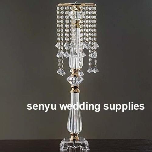 New style gold Flower petestal stand gold acrylic wedding backdrops with transparent pillars decoration senyu0239