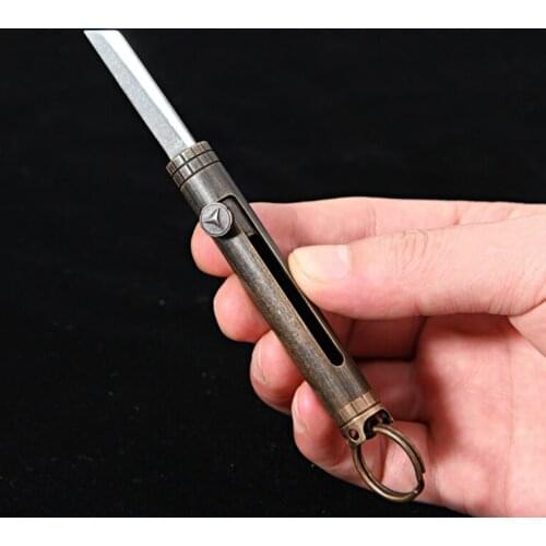 Outdoor Edc Keychain Portable Brass Key Ring Folding Knife Mini Key Ring Multi-function Camping Emergency Tool