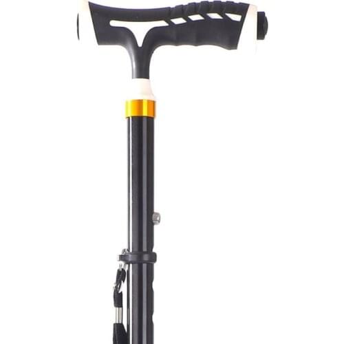 Portable Folding Aluminum Alloy Crutches with LED Lights Elderly Telescopic Anti-Slip Four-Legged Walking Stick Collapsible Can