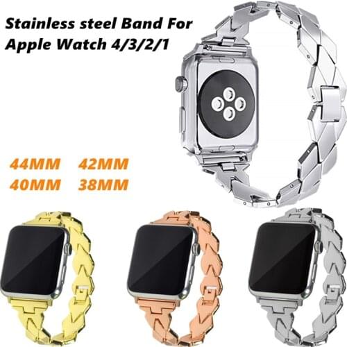 Luxury Diamond Stainless Steel Watch Band For Apple Watch 4/3/2/1 Sport Bracelet Wristband Belt Strap For Iwatch 44/42/40/38mm