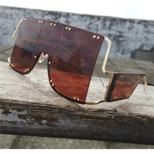 Vintage Retro Shield Visor Mask Sunglasses Women Men Oversized Windproof Glasses One Peice Big Frame Goggles Sun Glasses FML