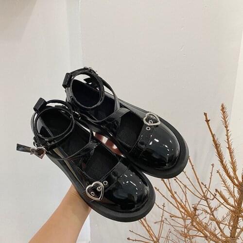 Women High Heel Platform Shoes Patent Leather Female Lolita Mary Jane Shoes Pumps College Student Vintage Pumps 2021 Spring