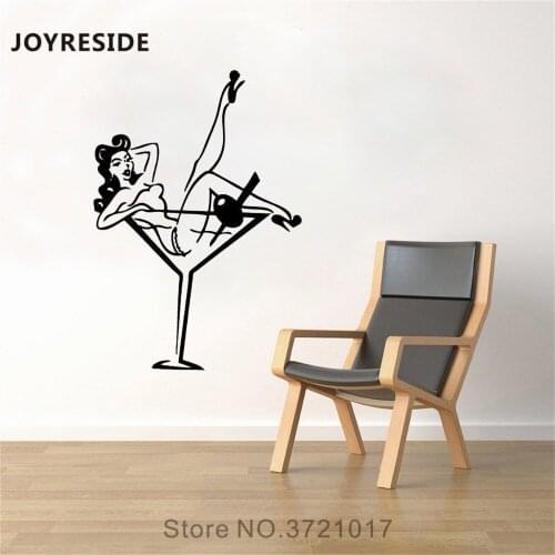 JOYRESIDE Pin up Girl Wall Burlesque Pinup Sticker Decals Vinyl Art room Bedroom Living room Home Interior Design Mural A1443
