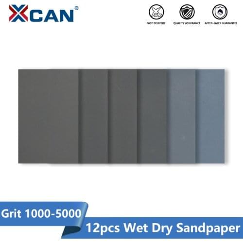 XCAN Wet Dry Sandpaper 12pcs 1000-5000 Grit Waterproof Sandpaper 9x3.6 Inches for Wood Metal Abrasive Polish Tool Sanding Paper
