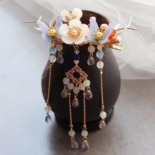 Original Design Hair Pins Tassel Hair Clip Diadema Vintage Freshwater Pearl Hair Pin Crystal Wedding Hair Accessories