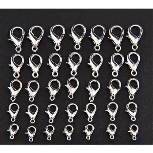 50pcs/lot Bright Silver Plated Lobster Clasp Key Chain Buckle DIY Handmade Jewelry Accessories