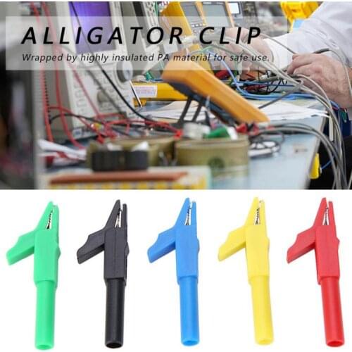 5Pcs 4mm Alligator Clips Crocodile Clip Fully Insulated Plug-in Banana Clip Alligator Clips 15A/300V for Banana Plug P2007