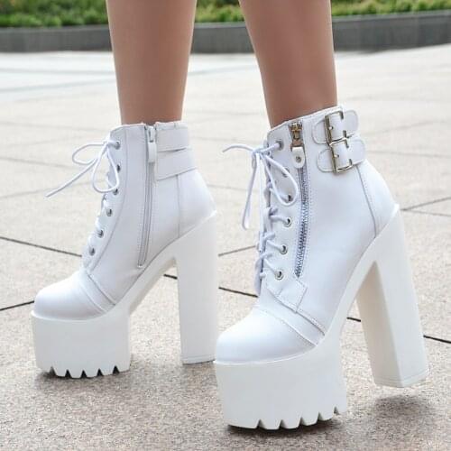 Europe and America sexy high heels nightclub bar performance white womens shoes 15 cm super high heel waterproof platform 34-38