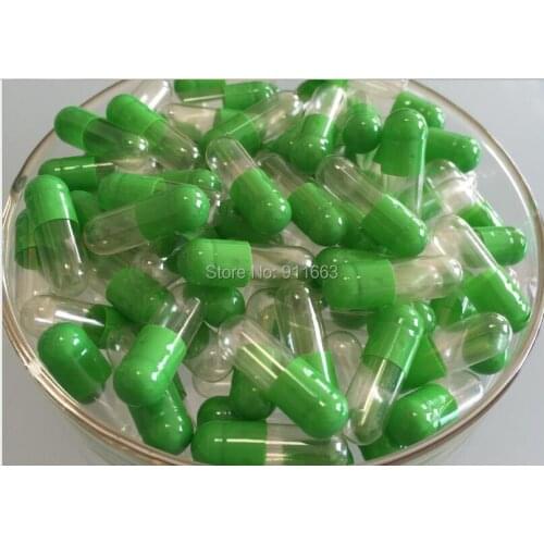0# 10,000pcs/Bag! Green-Clear colored empty gelatin capsules size 0(joined or seperated capsules available!)