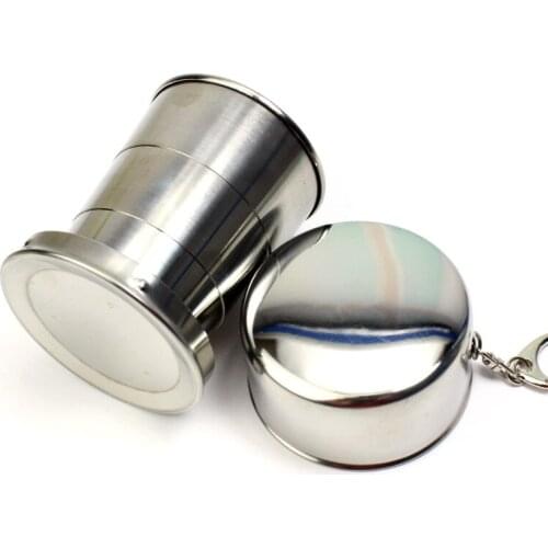 1Pcs Outdoor Sports Portable Camping Hiking travel Cooking accessories Stainless Steel Folding Cup Tool Kit Survival Tableware