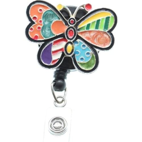 10 pieces free shipping Colorful Enamel Fish/Dog/Ladybug/Butterfly/Dragonfly Animal Insect ID Badge Holder Reel
