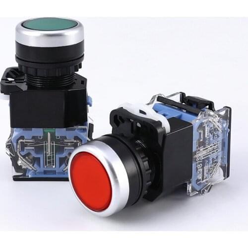 22mm 4 Screws Circular Small Size Flat Round Panel LA38-11 LA38-11BN ON-OFF Momentary Latching Type Push Button Switch