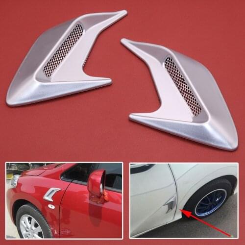 2x Universal Car Side Door Wing Fender 3D Shark Gill Simulation Air Flow Intake Duct Flow Vent Hood Cover Sticker Decoration