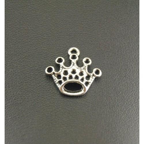 30 pcs Wholesale Silver Color Crown Charm Fit Bracelets Necklace DIY Metal Jewelry Making 18x17mm A818